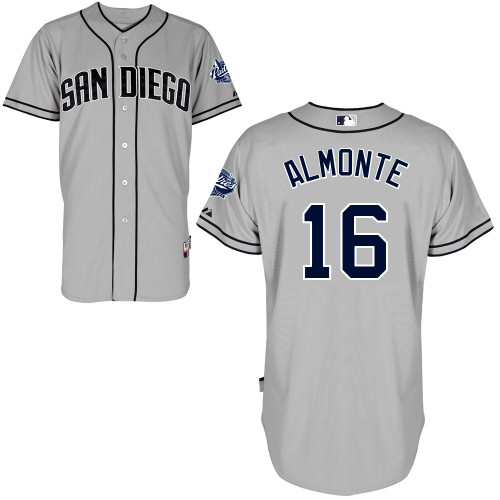 Abraham Almonte #16 Youth Baseball Jersey-San Diego Padres Authentic Road Gray Cool Base MLB Jersey